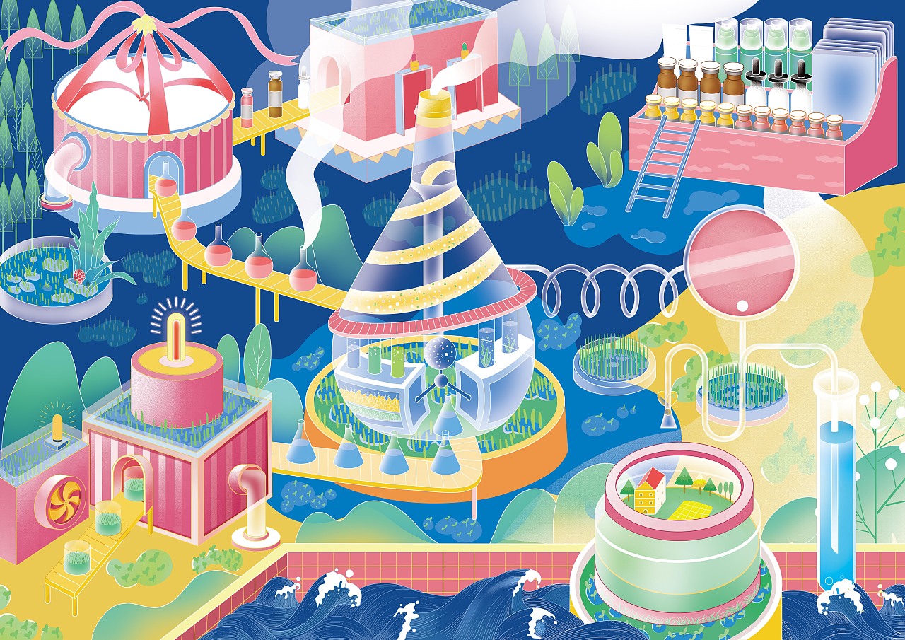 科美優(yōu)肽「實驗室插畫」&「生產(chǎn)流程創(chuàng)意插畫」